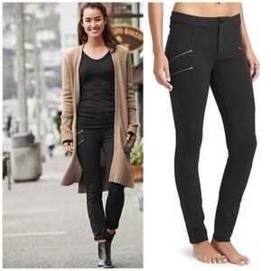Athleta Ponte Knit Moto Black Pants Leggings Size 6 EUC